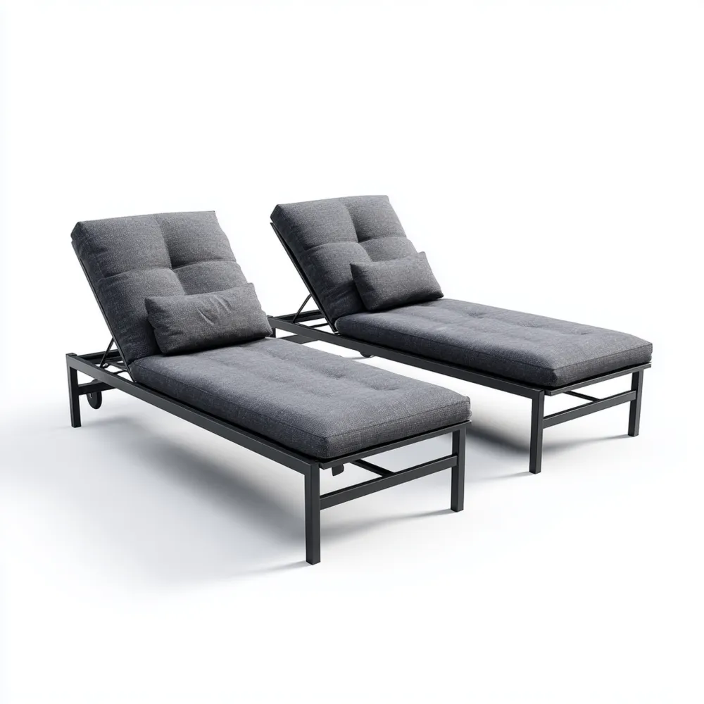 Lettino prendisole imbottito 200x70x35 cm - Grigio - Design moderno