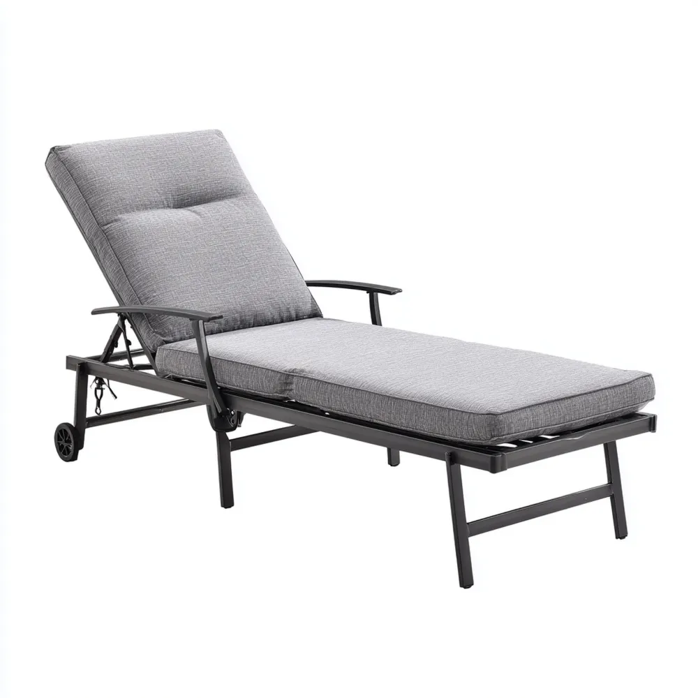 Lettino prendisole Metallo Tessuto 200x70x35 cm - Grigio - Design Moderno