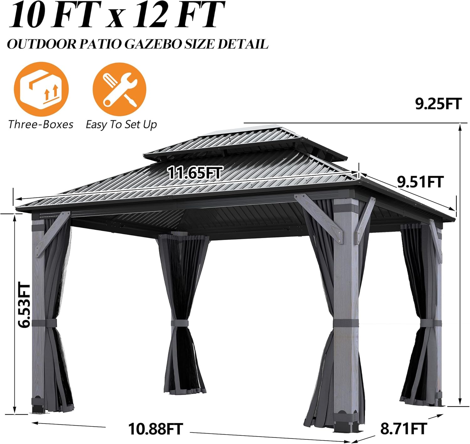 10' x 12' Outdoor Wood Gazebo 