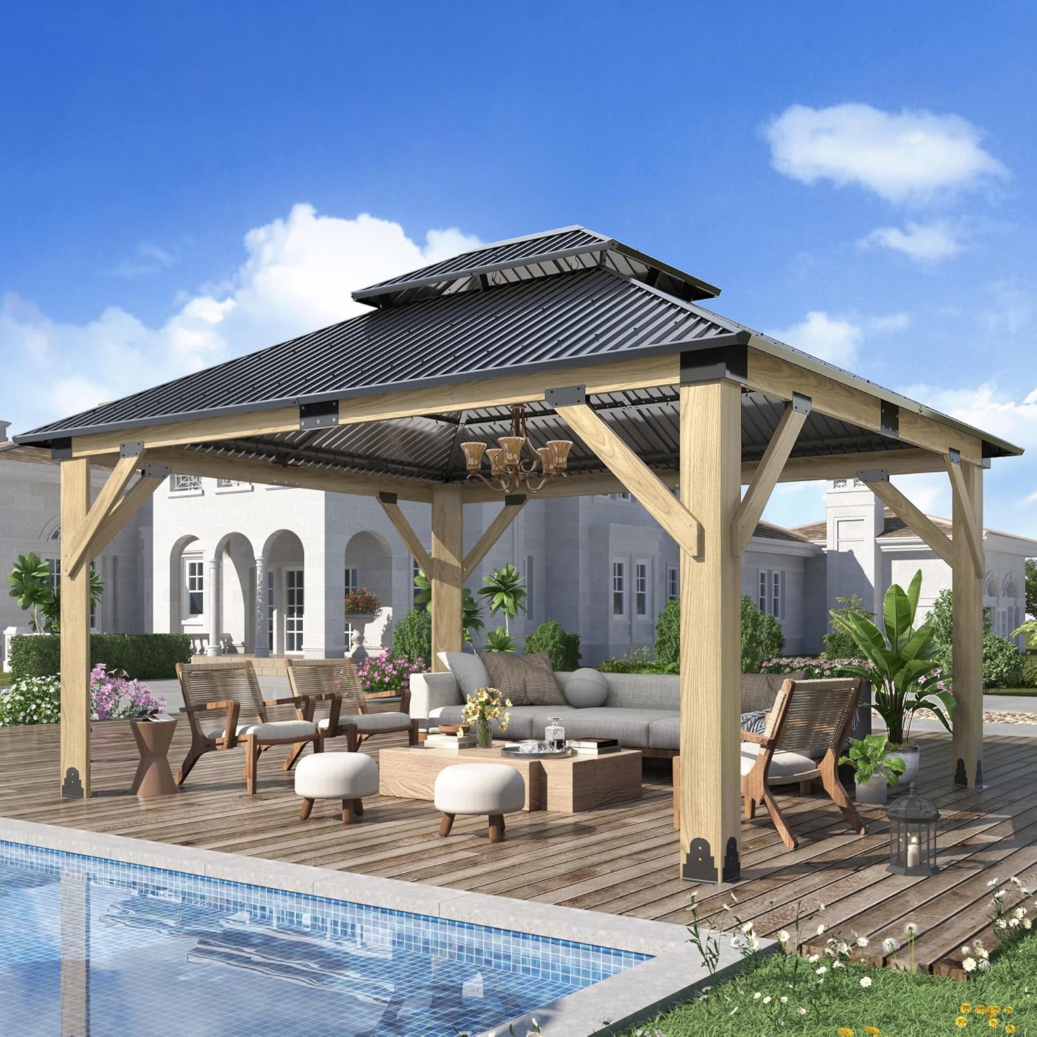  13’x15’ Outdoor Wooden Gazebo