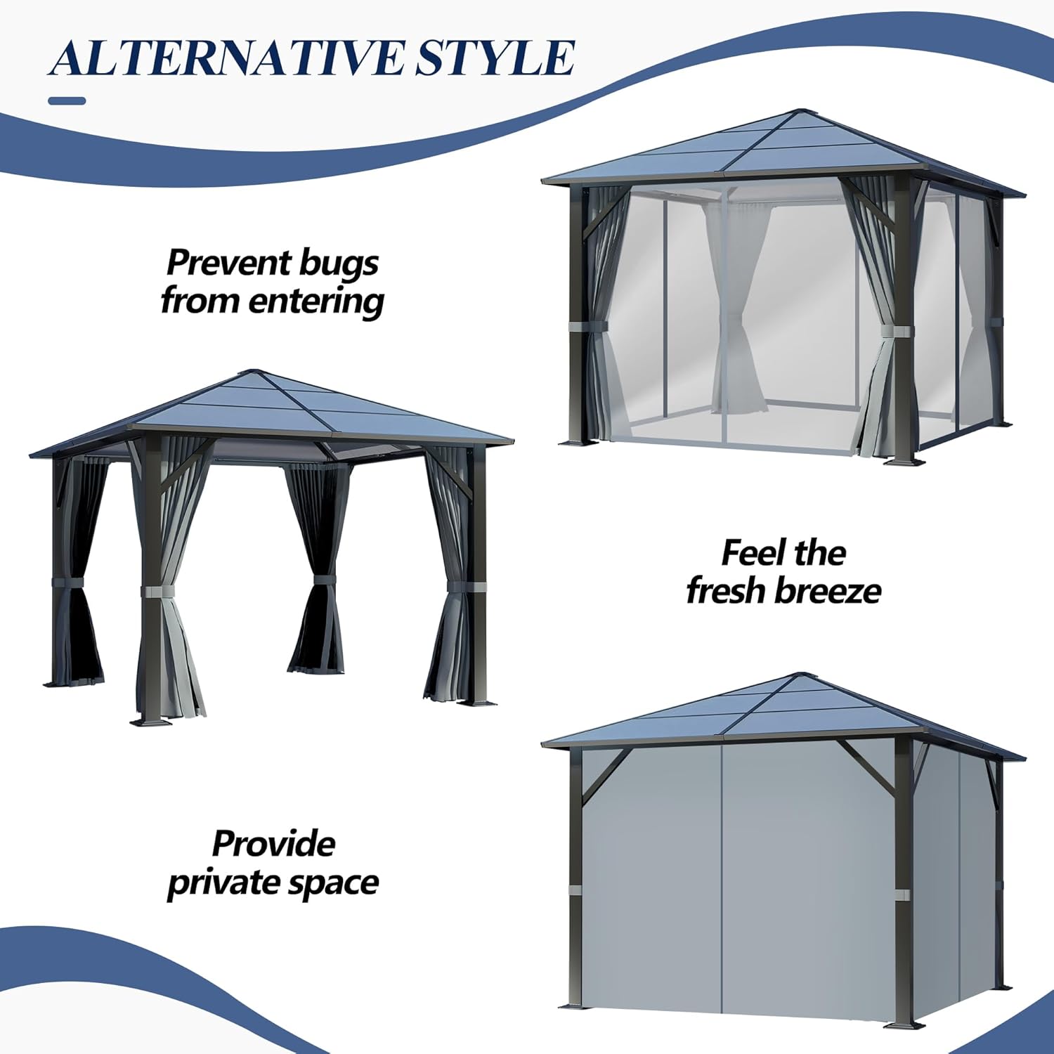  9.5'x9.5' Outdoor Hardtop Gazebo