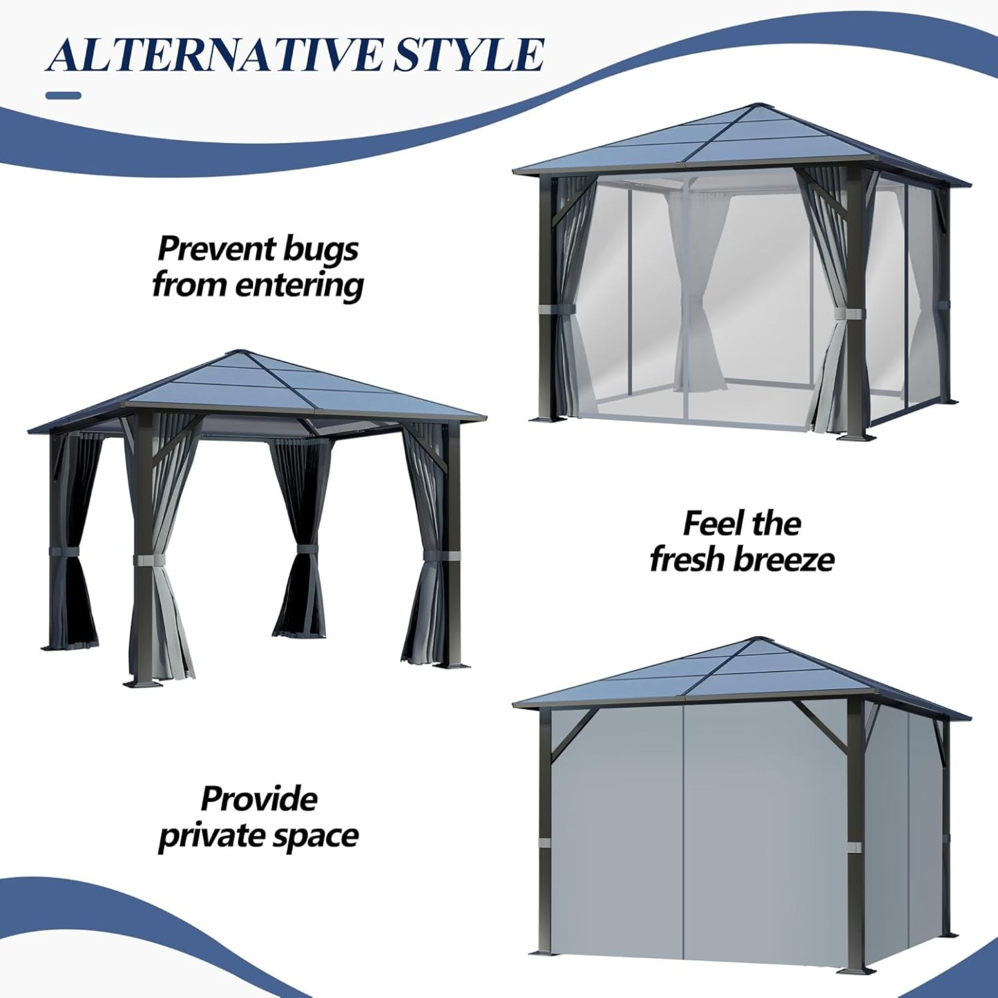  9.5'x9.5' Outdoor Hardtop Gazebo