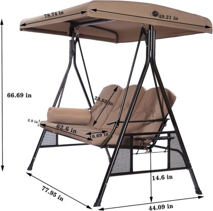 Modern 3 Persons Luxury Outdoor Porch Swing Chair 