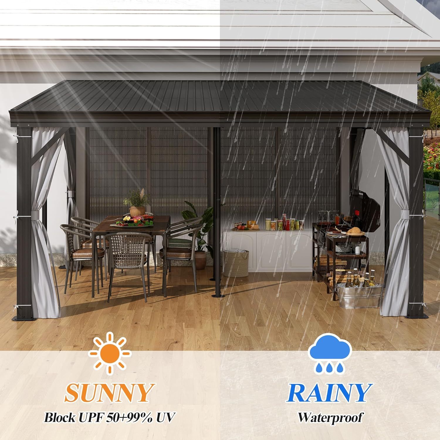 12' x 14' Lean to Hardtop Gazebo for Patio