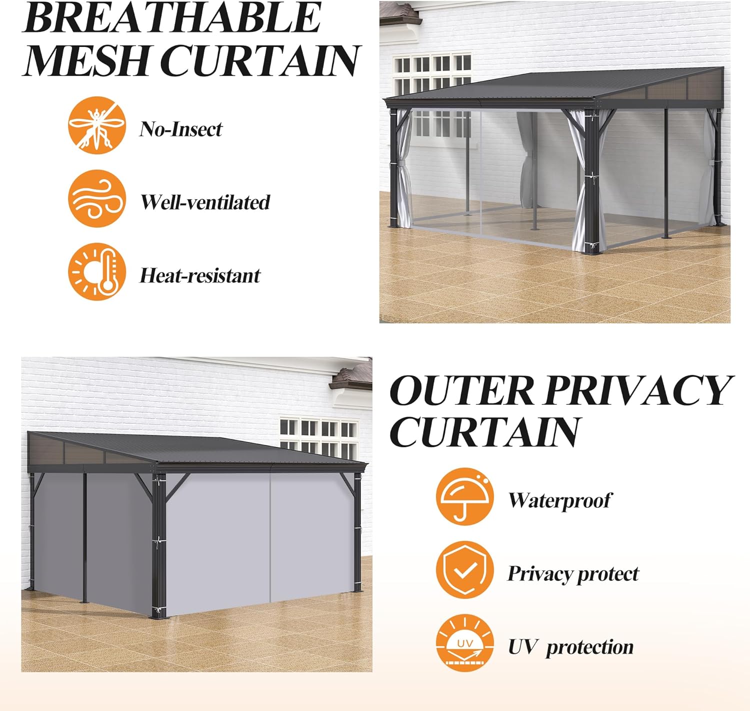 12' x 14' Lean to Hardtop Gazebo for Patio