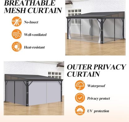 12' x 14' Lean to Hardtop Gazebo for Patio