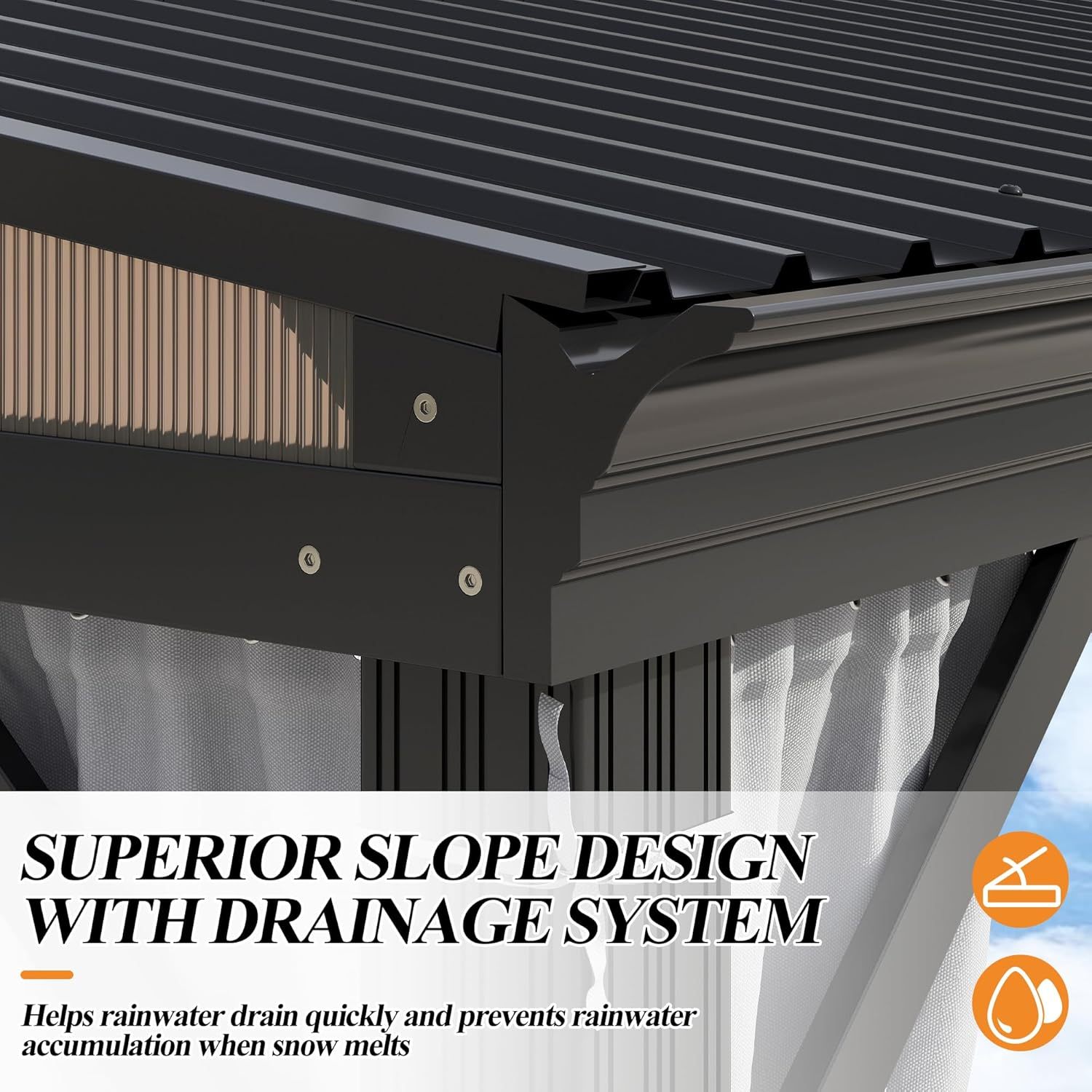 12' x 14' Lean to Hardtop Gazebo for Patio