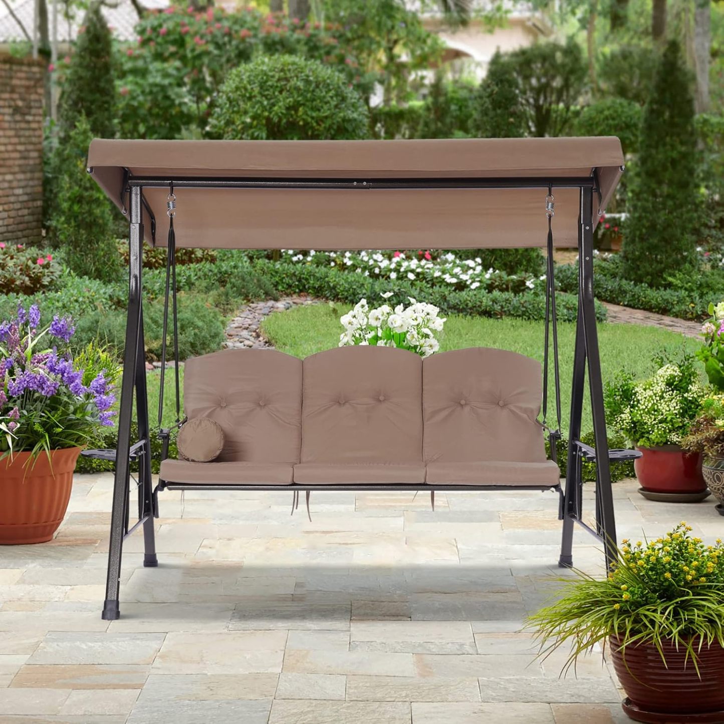 Modern 3 Persons Luxury Outdoor Porch Swing Chair 