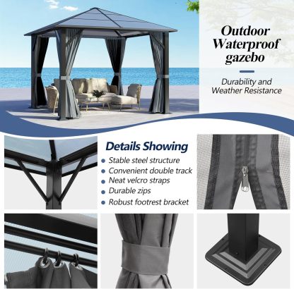  9.5'x9.5' Outdoor Hardtop Gazebo