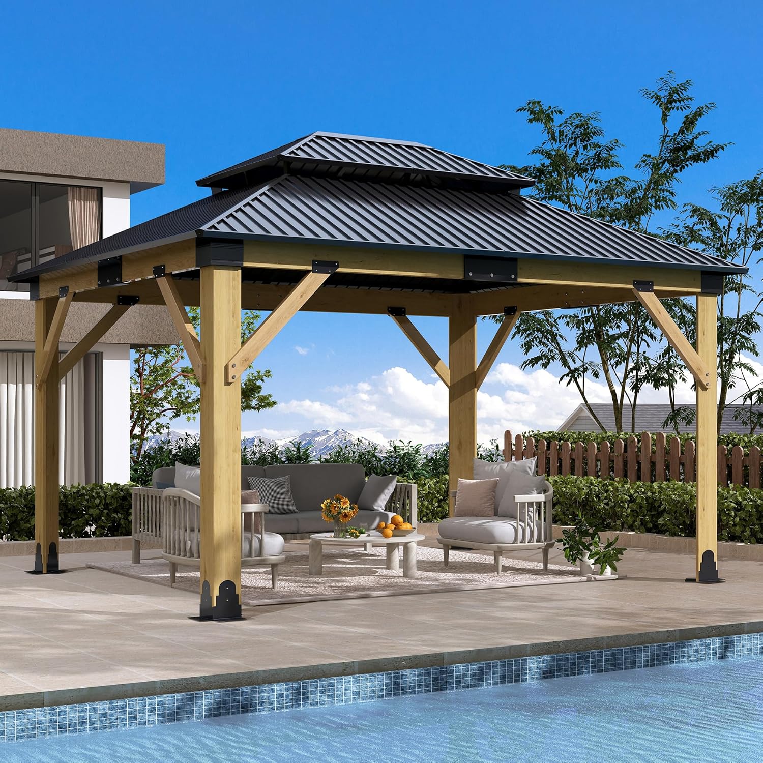 11’x13’ Outdoor Wooden Gazebo