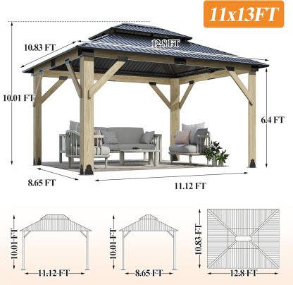 11’x13’ Outdoor Wooden Gazebo