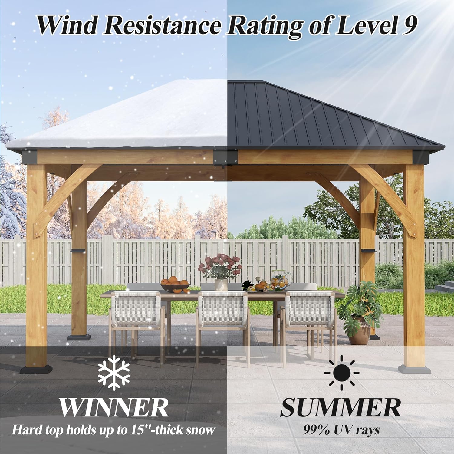 11’x 13’ Outdoor Spruce Wood Gazebo 