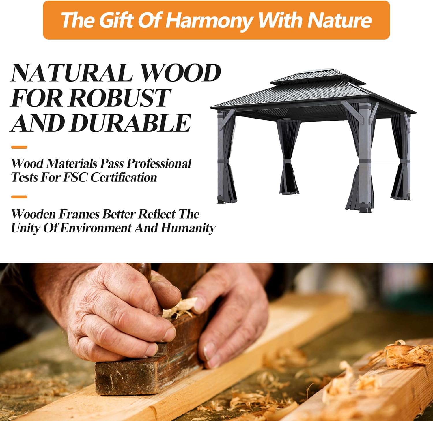 10' x 12' Outdoor Wood Gazebo 