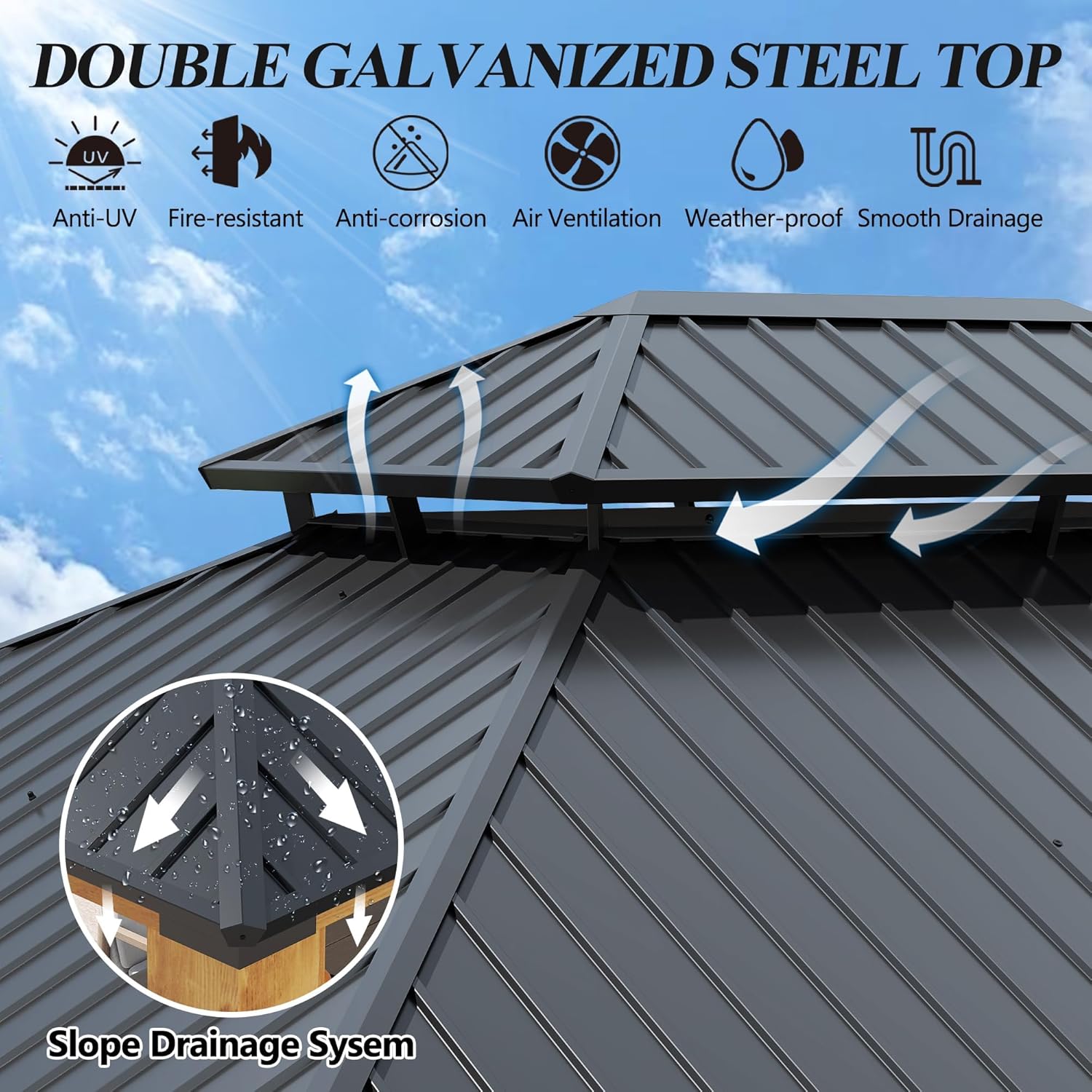 12’x 20’ Outdoor Spruce Wood Gazebo