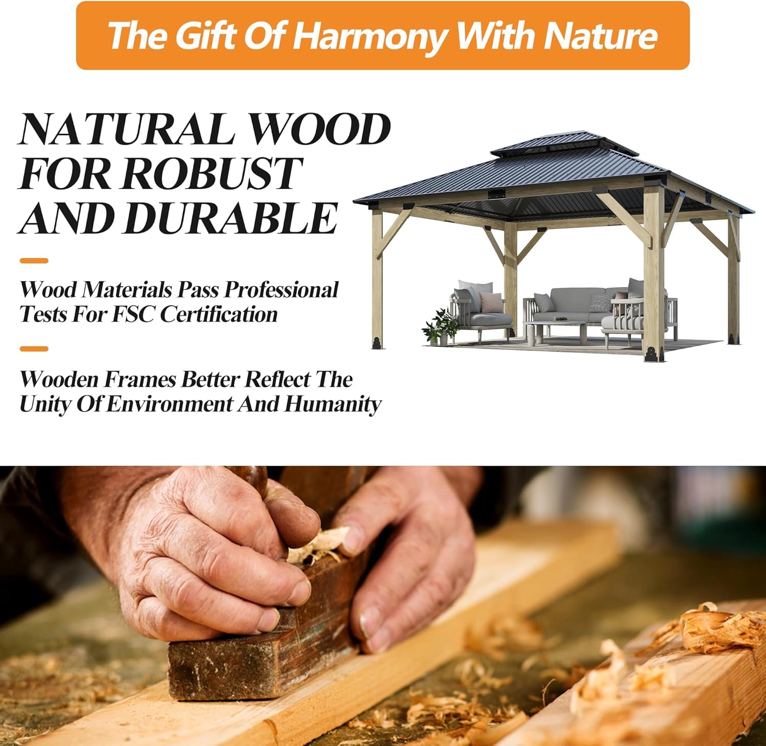  13’x15’ Outdoor Wooden Gazebo