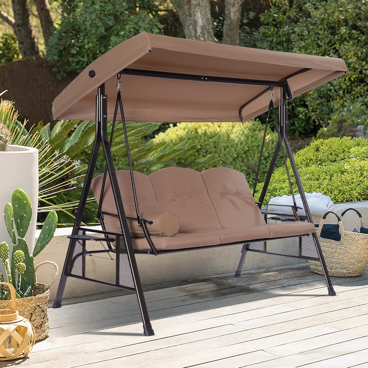 Modern 3 Persons Luxury Outdoor Porch Swing Chair 