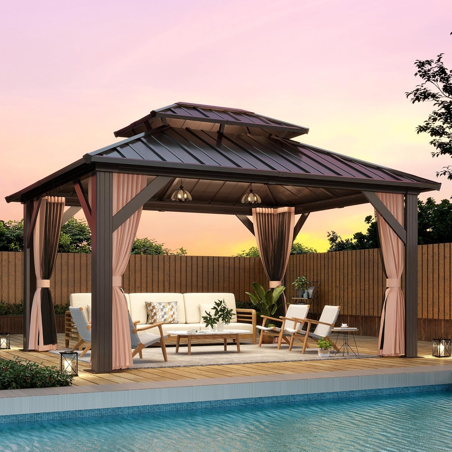  12x16FT Outdoor Hardtop Gazebo