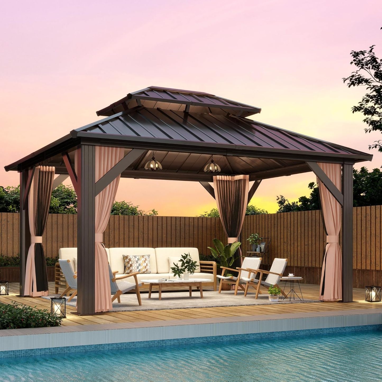  12x16FT Outdoor Hardtop Gazebo