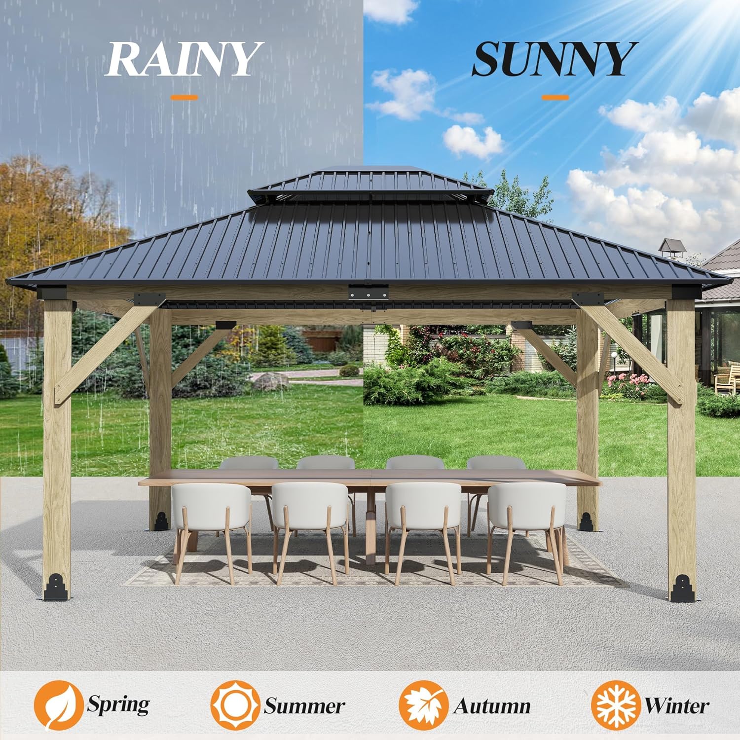  13’x15’ Outdoor Wooden Gazebo