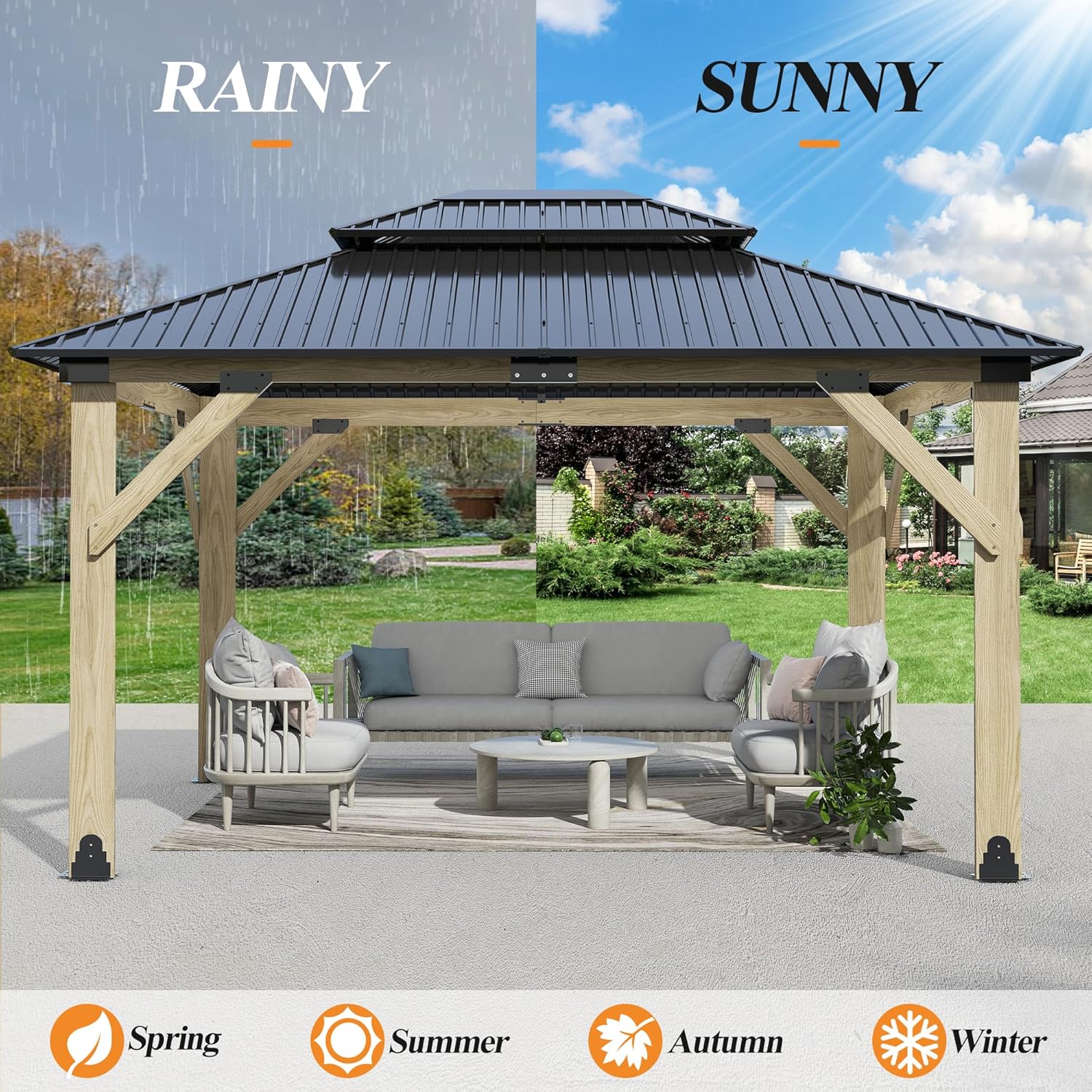 11’x13’ Outdoor Wooden Gazebo