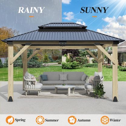 11’x13’ Outdoor Wooden Gazebo