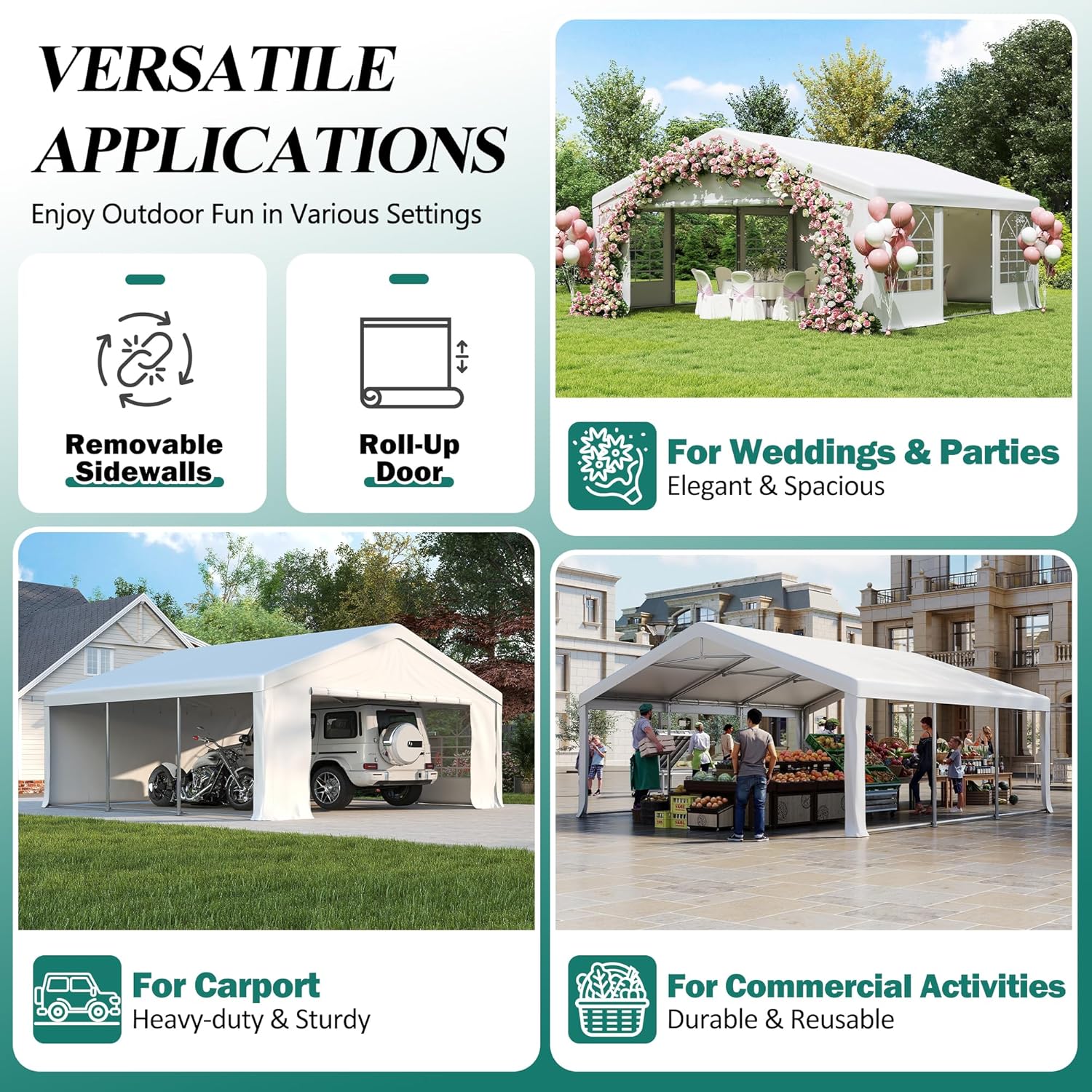 20' x 20' Canopy Party Tent & Carport