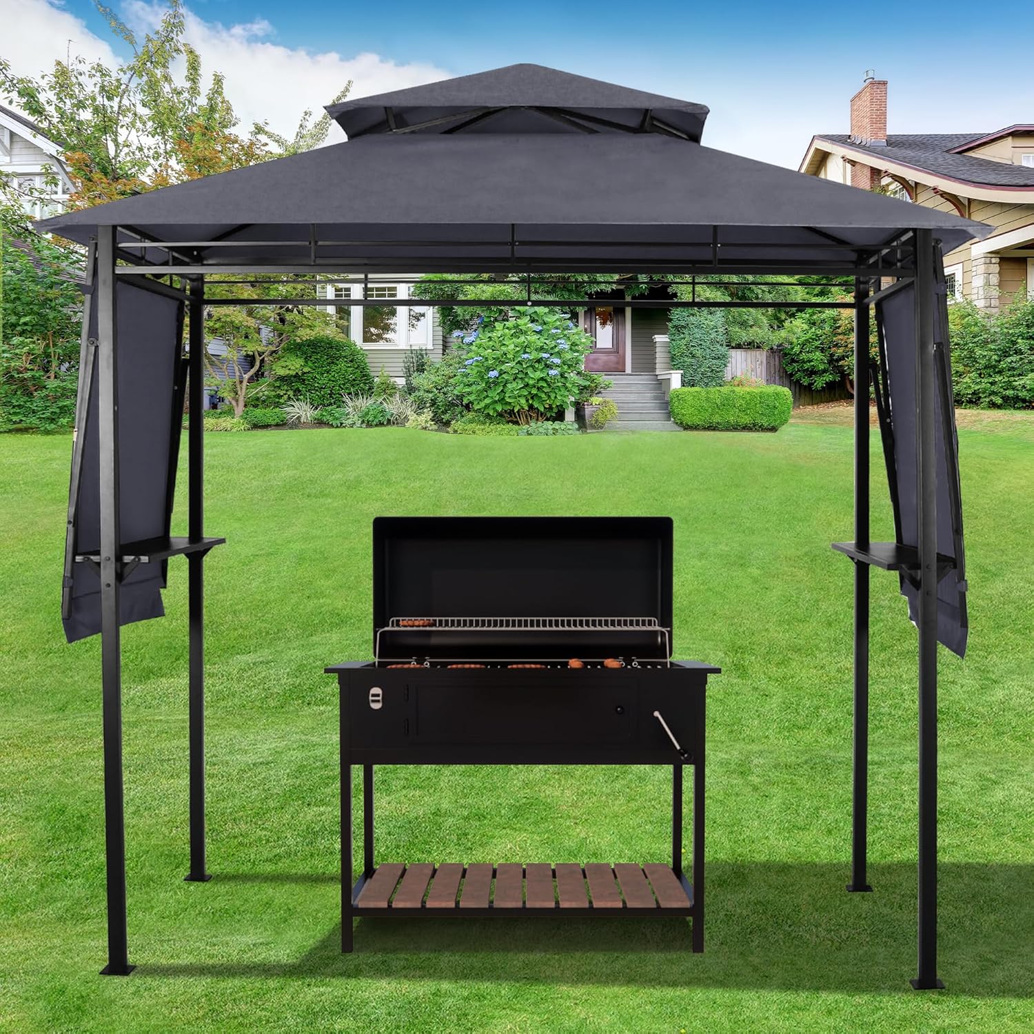 8'x5' Outdoor Grill Gazebo Grey