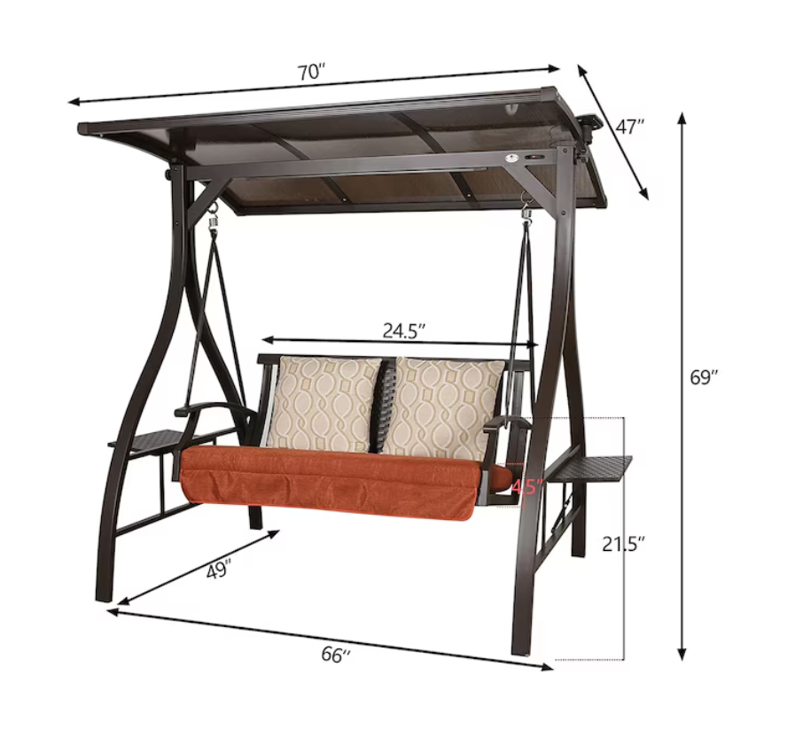 2 -person red Outdoor Swing