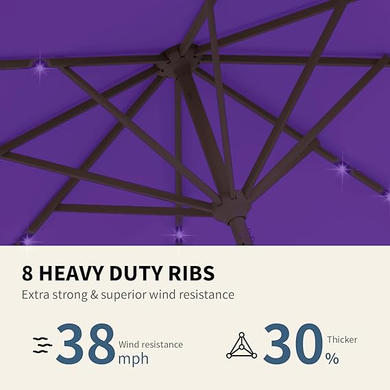 9FT Patio Umbrella with Solar Lights