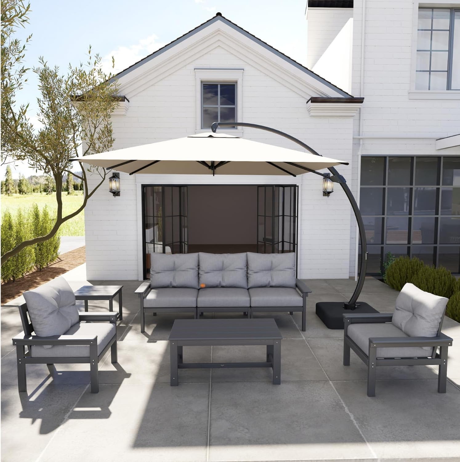 7 Piece Patio Furniture Set, All-Weather Outdoor Couch Bistro Set 