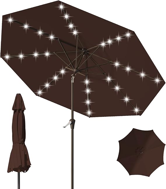 9FT Patio Umbrella with Solar Lights