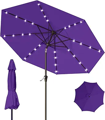 9FT Patio Umbrella with Solar Lights