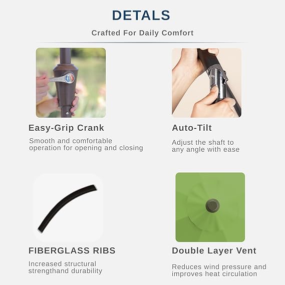 9FT Auto-Tilt Patio Umbrella