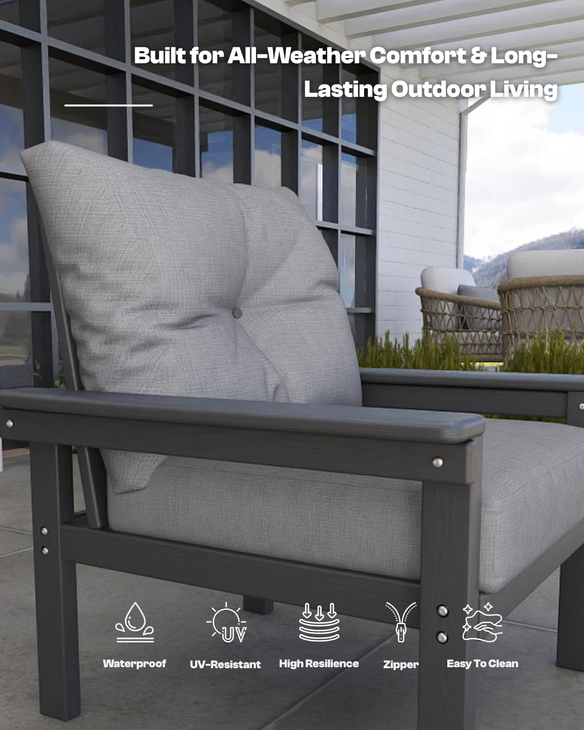 7 Piece Patio Furniture Set, All-Weather Outdoor Couch Bistro Set 