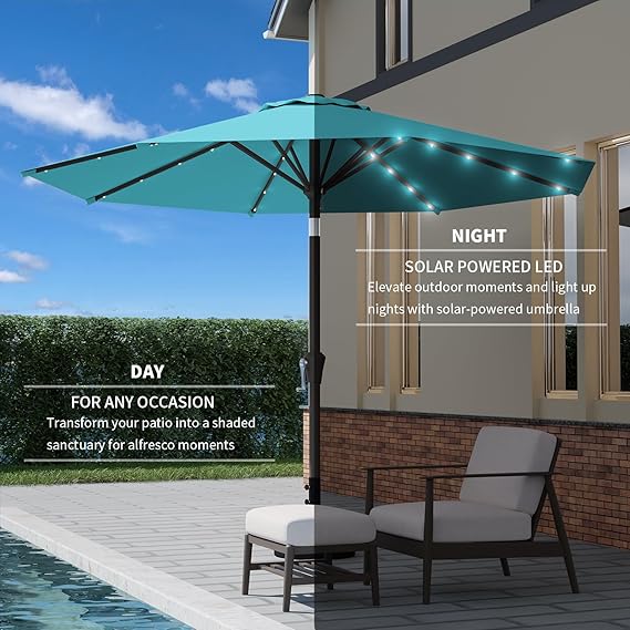 9FT Patio Umbrella with Solar Lights