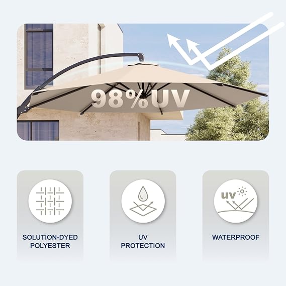 11FT Cantilever Umbrella with Base Included