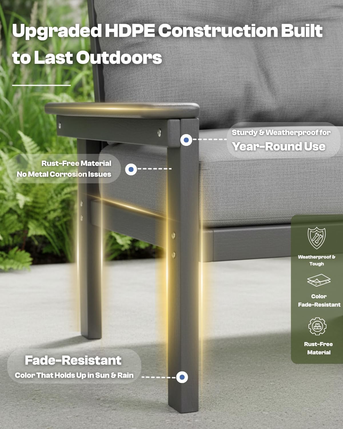 7 Piece Patio Furniture Set, All-Weather Outdoor Couch Bistro Set 