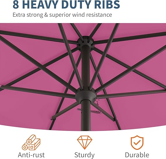 10FT Patio Umbrella, Outdoor Umbrella with Push Button 