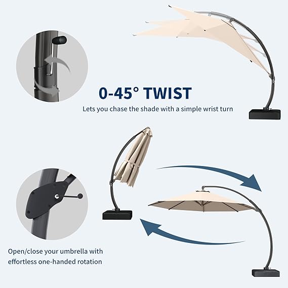 11FT Cantilever Umbrella with Base Included