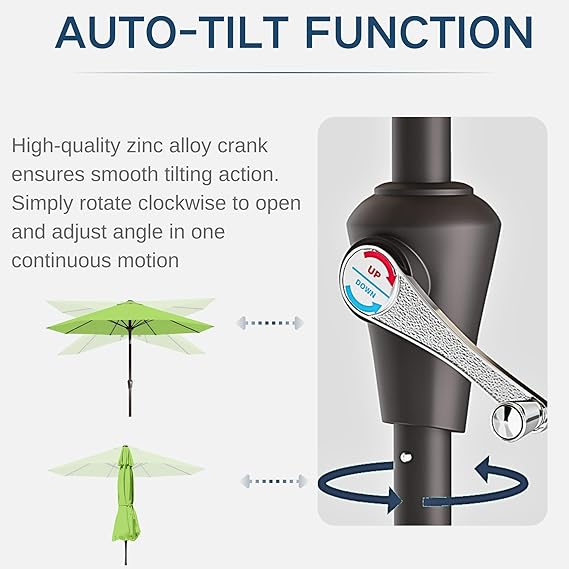 9FT Auto-Tilt Patio Umbrella