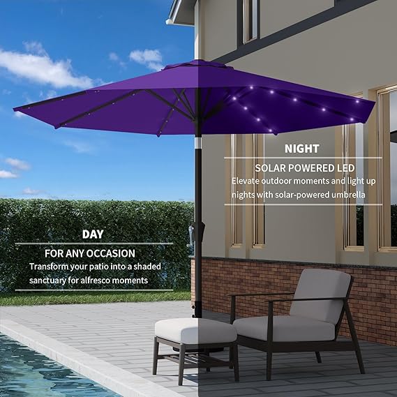 9FT Patio Umbrella with Solar Lights