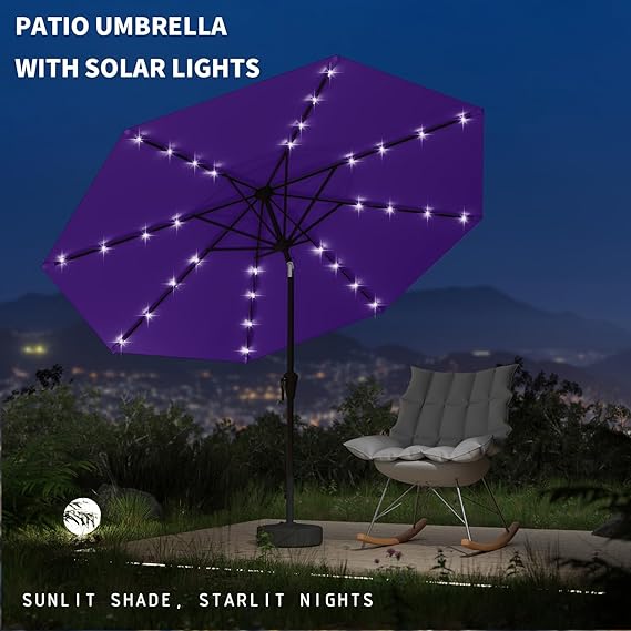 9FT Patio Umbrella with Solar Lights