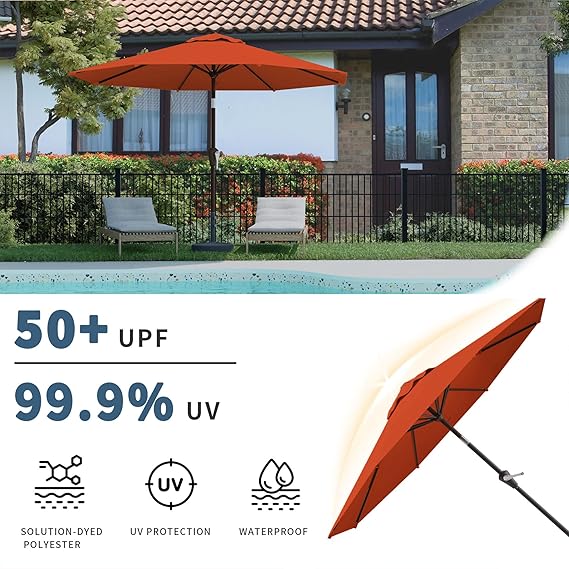 10FT Patio Umbrella, Outdoor Umbrella with Push Button