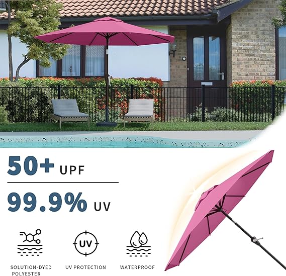 10FT Patio Umbrella, Outdoor Umbrella with Push Button 
