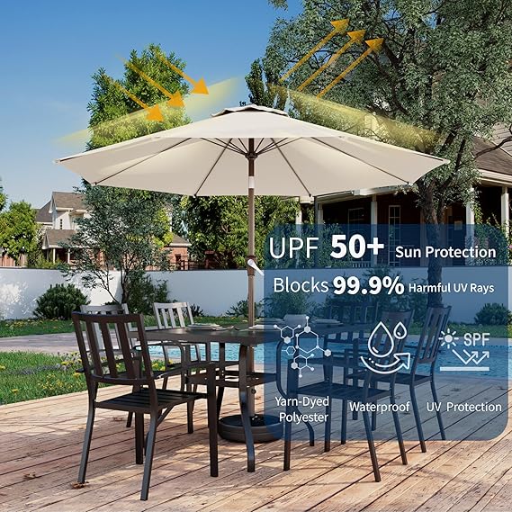 9FT Patio Umbrella, Outdoor Umbrella with Push Button