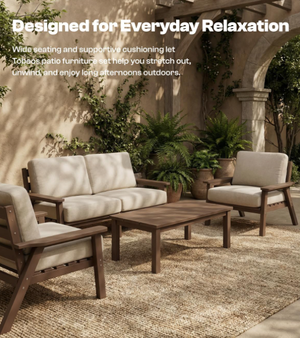 4 Piece Patio Furniture Set with Umbrella