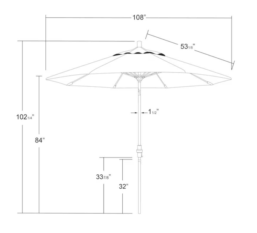 9-ft Aluminum Black Patio  Umbrella