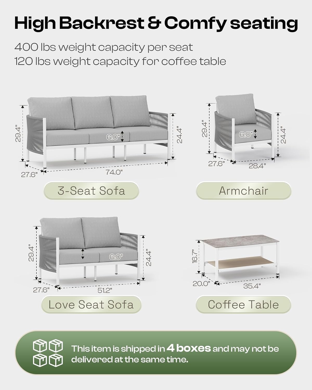 Aluminum Outdoor Sofa Armchair