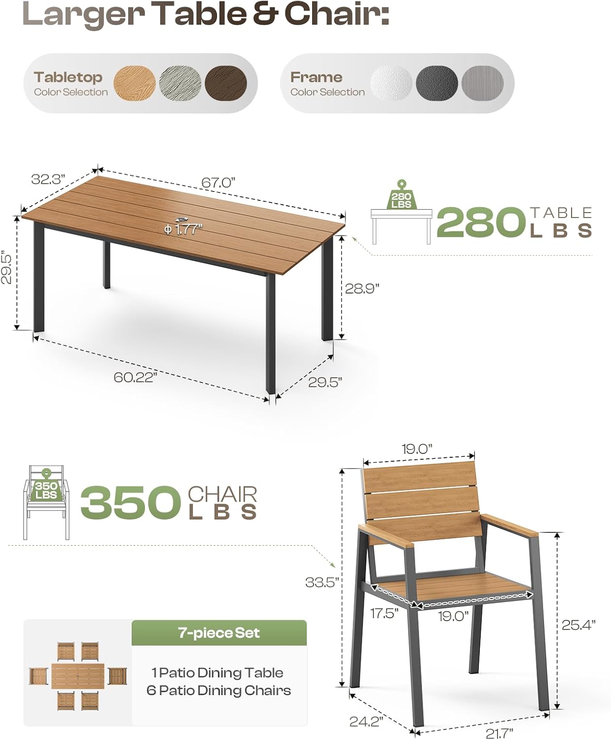 Outdoor Dining Set for 6