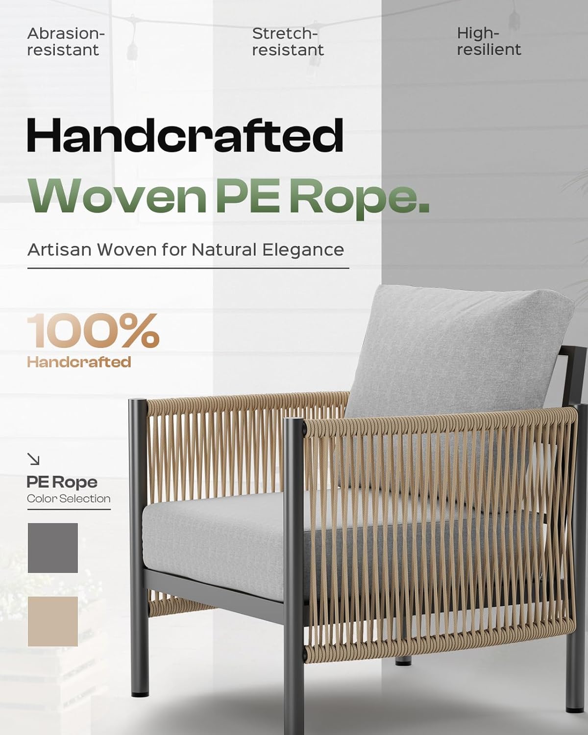 Aluminum Outdoor Patio Furniture Set with Dual-Layer Coffee Table